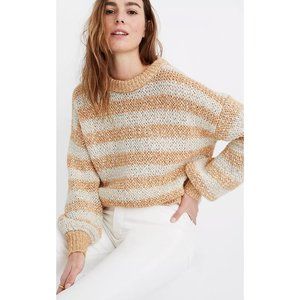 Madewell Striped Oversized Chunky Sweater Orange C